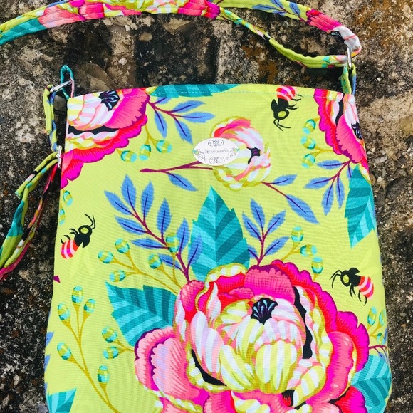 New, handmade, Tula Pink moon garden crossbody purse - Picture 2 of 7